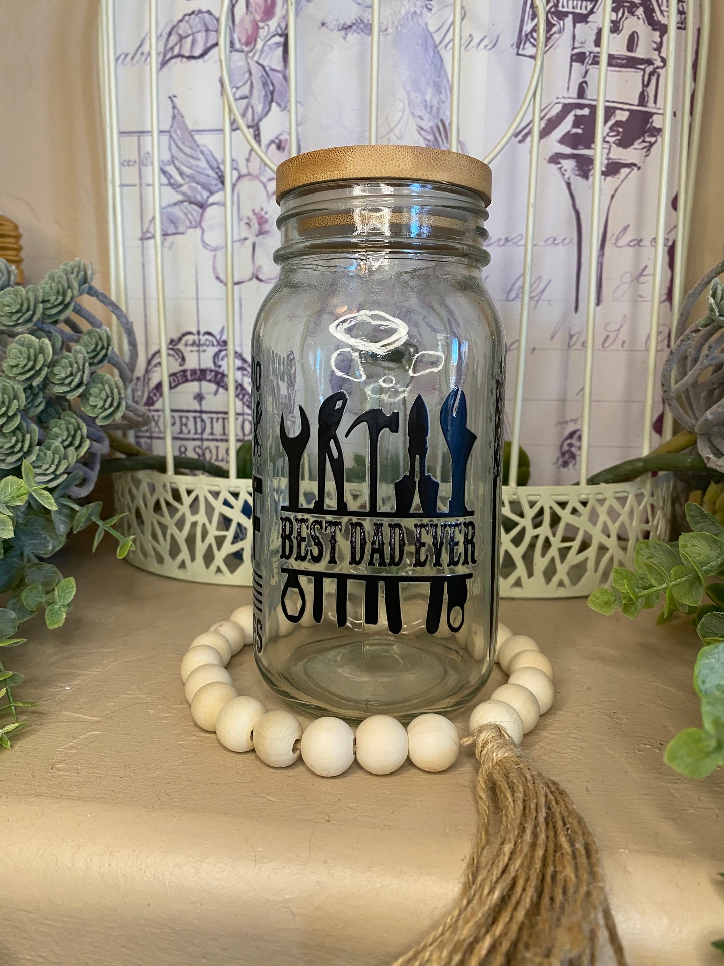 24oz Dad Mason Jar Mugs ( I Fix Stuff and I Know Things )