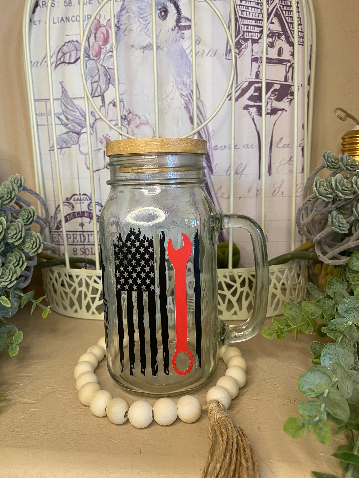24oz Dad Mason Jar Mugs ( I Fix Stuff and I Know Things )