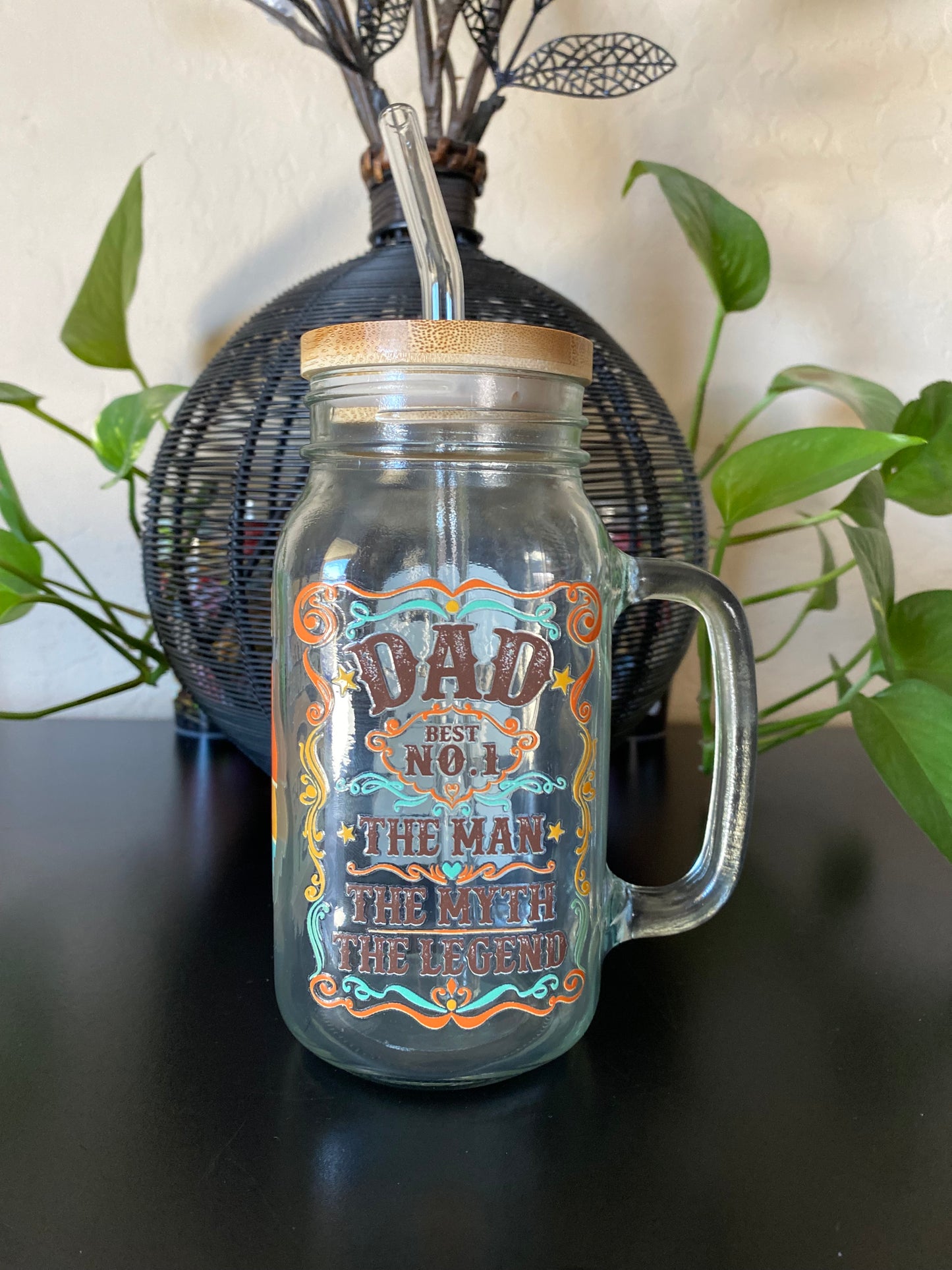 24oz Dad Mason Jar Mug ( The Man, The Myth, The Legend)