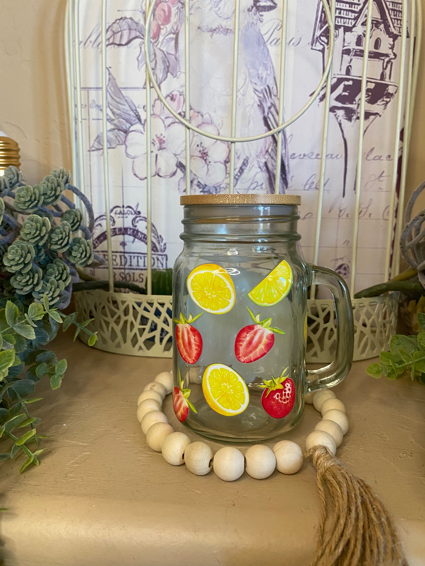 Strawberry Lemonade Mason Jar Mug
